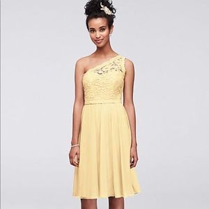 David’s Bridal Short One Shoulder Lace Dress